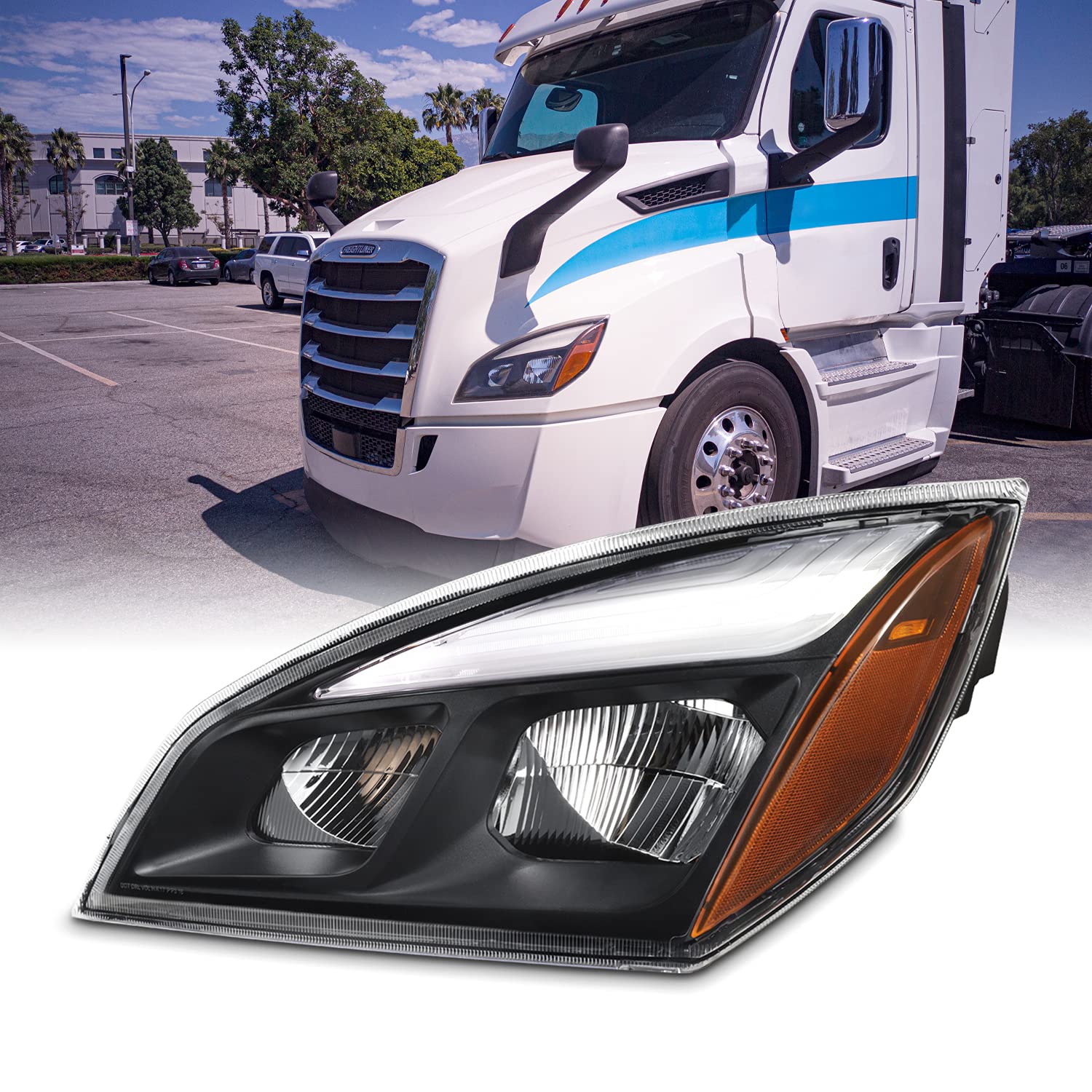 09.24298.24- Headlight Black L/H for Freightliner 2018+
