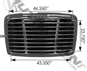 09.24100.24- Front Grill Chrome w/Bug Screen for Freightliner 2017-